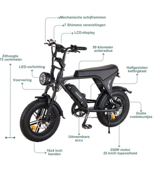 OUXI C80 Mini Elektrische Fatbike - 2025 - Zwart - Afbeelding 6